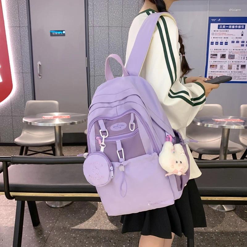 2025 NEW Backpack Bag Fashionable Youth High Quality Large Capacity Canvas With Hanging Accessories Cute Zero Wallet zhanyishengli