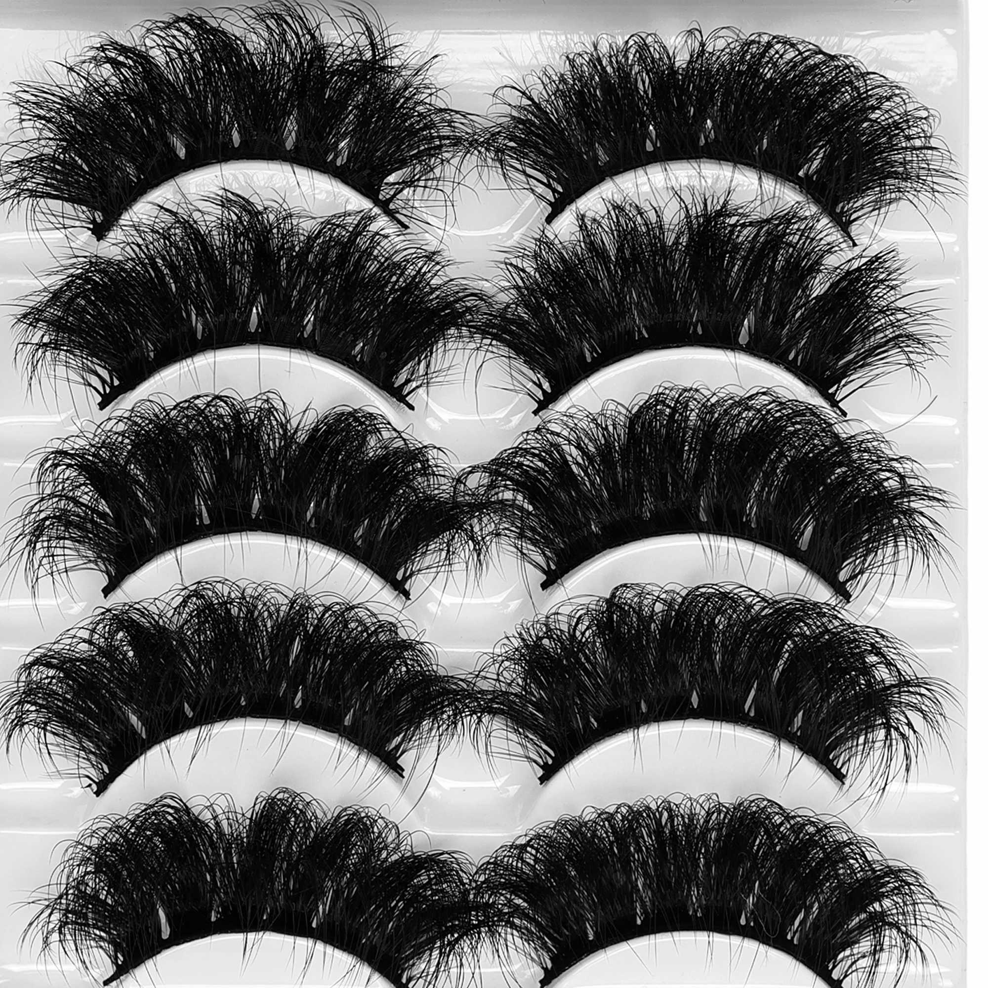 False Eyelashes Fluffy Lashes Cat-Eye Look 8D Volume Fake Eyelash Strips 5 Pairs PackXJ241019