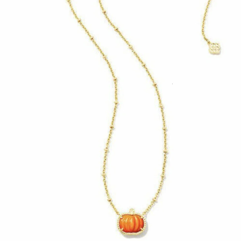 fashion Halloween orange pumpkin pendant necklace with border necklace womens jewelry accessories gift 241018