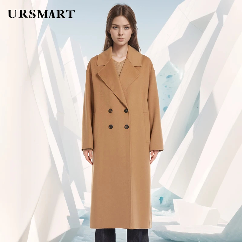Customizable Camel Wool Coat HighQuality Cashmere Blend KneeLength Double Breasted n 241010