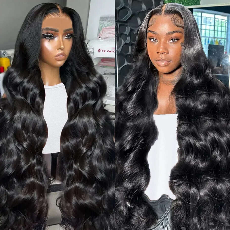Human x Brazilian Hair Body Wave Lace Frontal Wigs For Women Front Pre Plucked Free Shipping