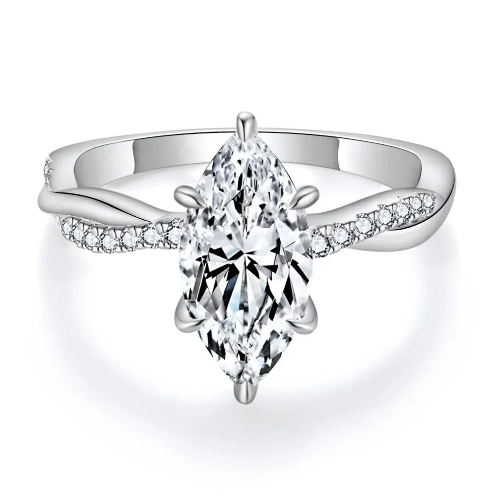 Real card ring 925 sterling silver 2CT laboratory diamond engagement ring womens marquis cut D VVS1 jewelry gift 241007