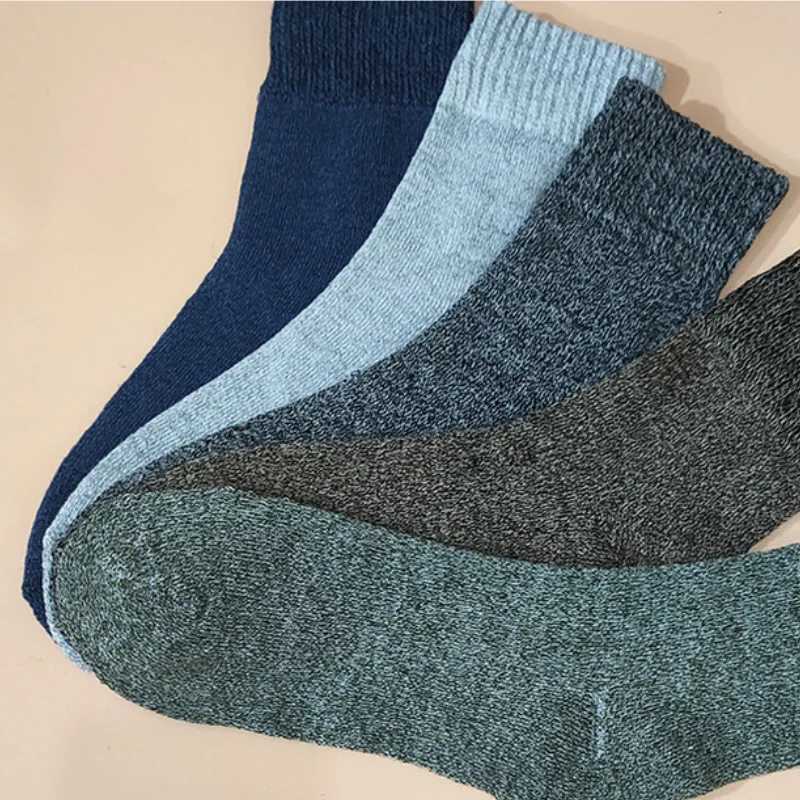 Autumn Winter Mens Thickened Terry SocksMedium Tube Warm Socks Solid ColorTowel Bottom Cotton Socks1Pair EU 35-43 US 5-9XJ241019