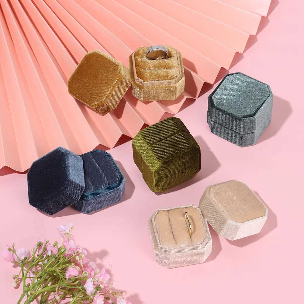 Velvet Bead Treasure Box Octagonal Display Gift Box with Removable Ceiling Storage Double Loop Container Necklace Earring Box W241019