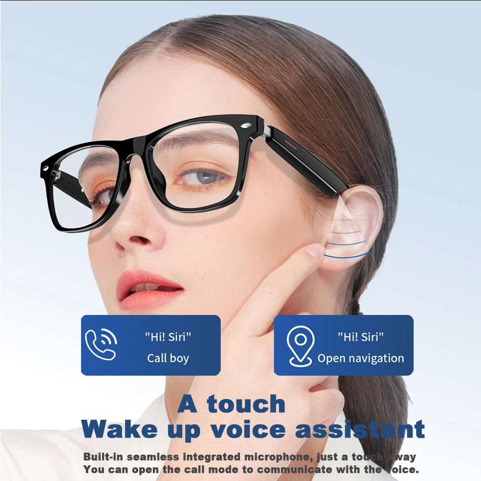 2024 Smart Glasses Wireless Bluetooth Sunglasses Microphone Ser Touch and Voice Assistant Compatible Glasses 241019