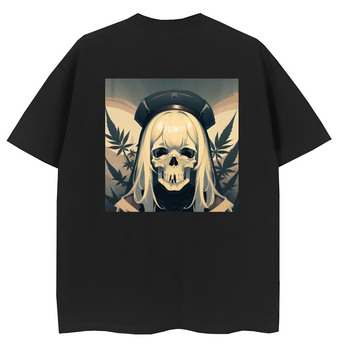 Fashion New T Shirts Women 230g Pure Cotton Round Neck Short Sleeve Casual skull Women Tees Loose fit Graphic Clothes