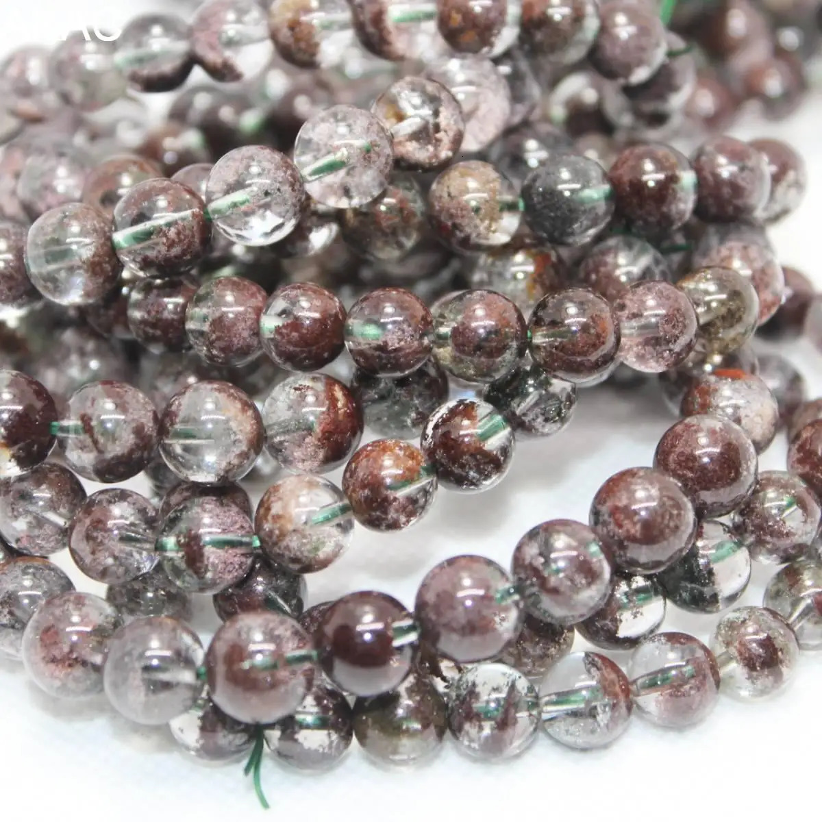 Natural phantom quartz Aapproximately 7-9mm gemstone bracelet beads 241018