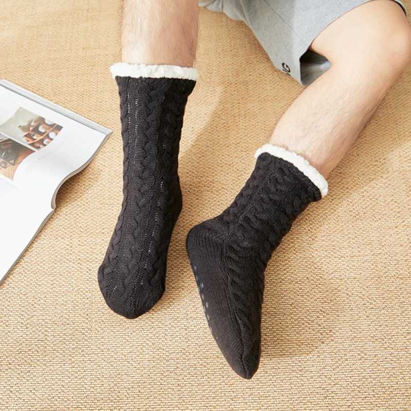 Mens Plus Thicken Cotton Sock Winter Warm Bedroom Shoes Comfortable Sleep Socks Home Non-slip Stocking Holiday Boy Gifts NewXJ241019