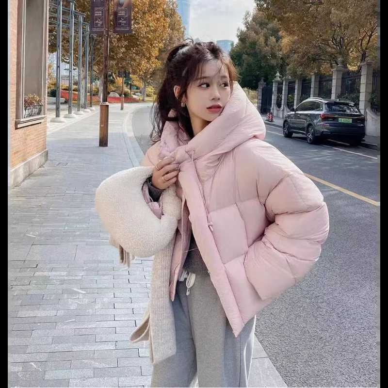 Women's Down Parkas Womens Short Hooded Jacket 2024 Winter Coat Korean Fashion Thick Warm Park Loose White Duck Coat Y24101945KZ