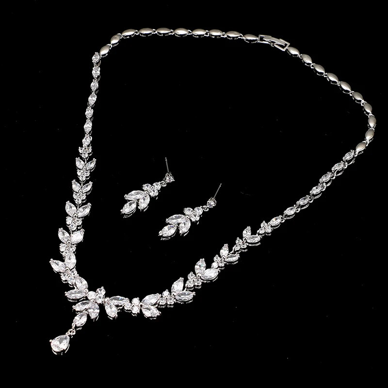 Emmaya Exquisite Womens Wedding Party Accessories Jewelry Set Cubic Zircon Stud Earrings and Necklace Gifts 241018