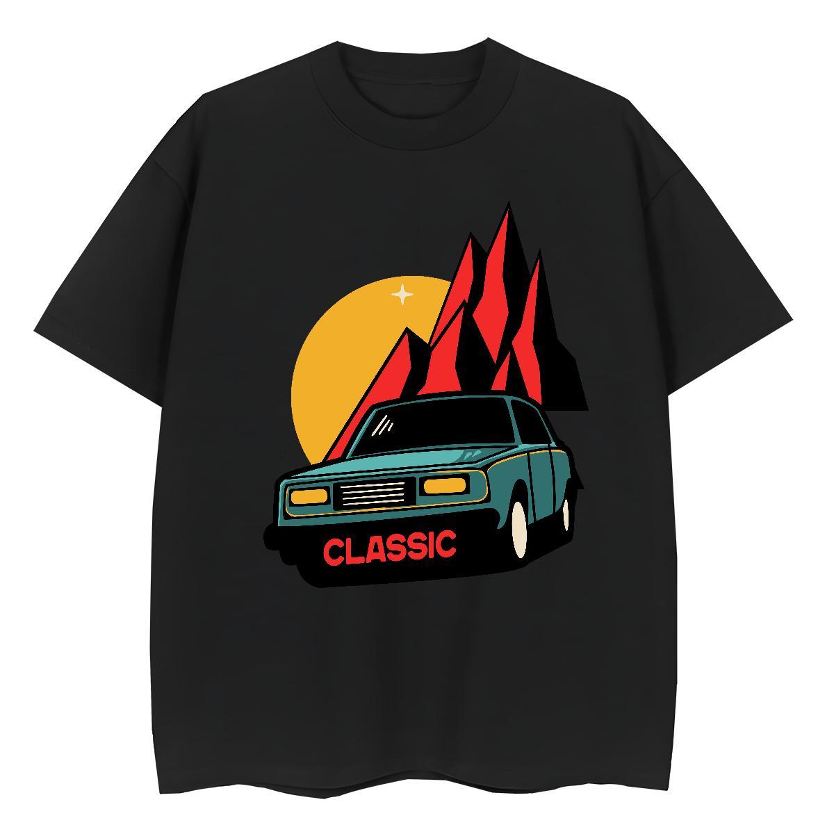 Casual New T Shirts Women 100% Cotton 230g Short Sleeve O-Neck Casual Daily Wear car Unisex Tshirts Wholesale Floral Print Tees Shirts