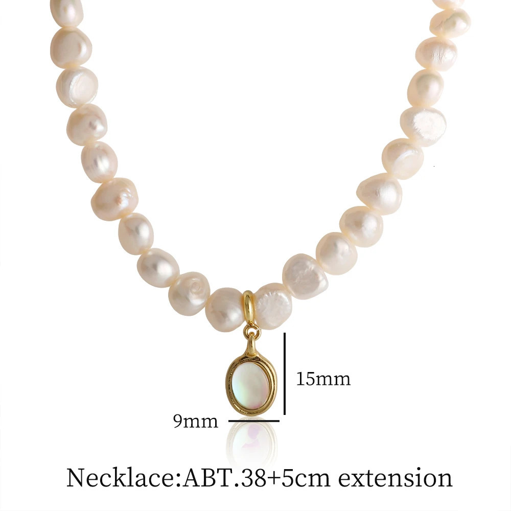 Golden Sea Irregular Baroque Retro Natural Freshwater Pearl Necklace Moonstone Kravik Pendant Fashion Womens Party 241018