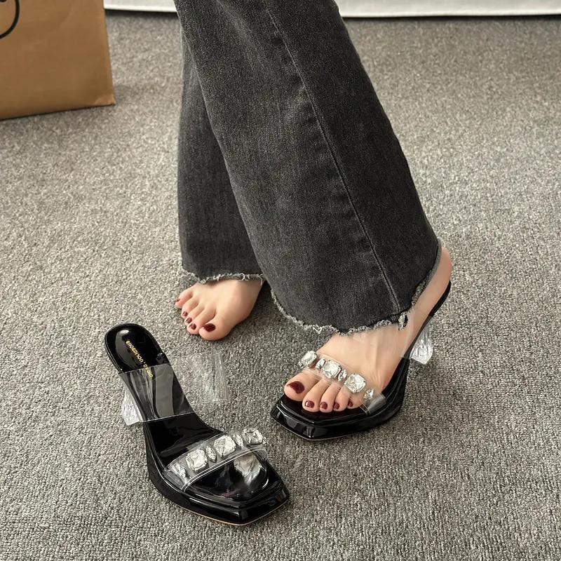 High Waterproof Platform For Women S Summer New External Wear Transparent Water Diamond Sole Sexy Crystal Thick Heel Sandals Ddmywed Ddmysaturn