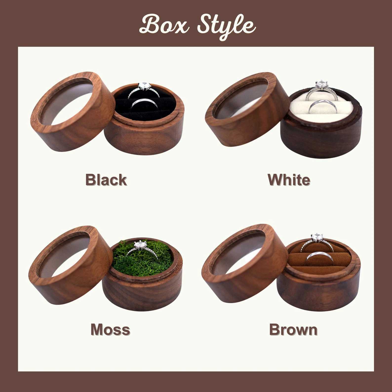 Customized wooden engagement ring box wooden ring bearing pillow carving ring box double groove ring box wooden suggestion box W241019