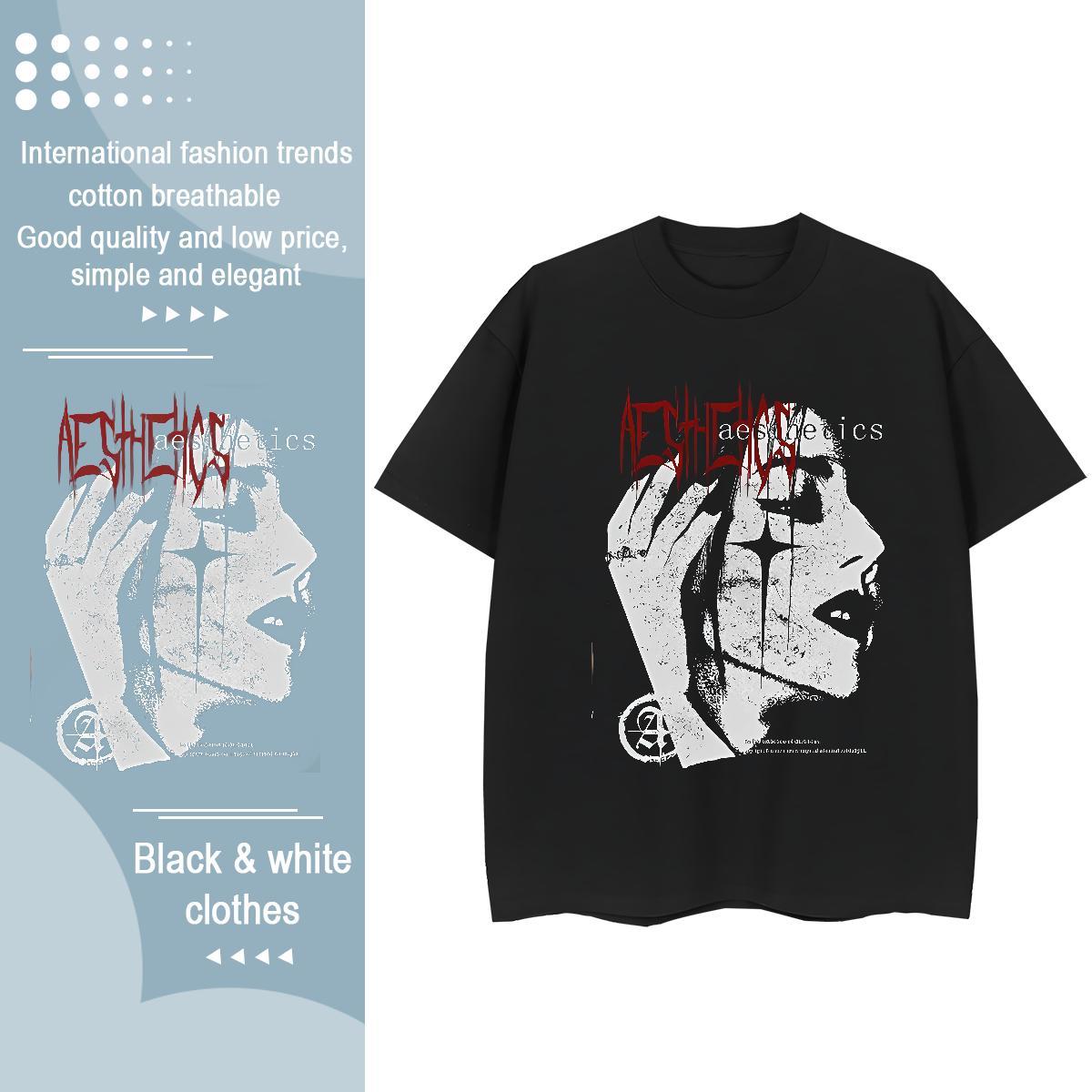 2024 Women T Shirts 230g 100% Cotton Breathable Soft Casual Sport hand Couples T Shirts 5A DIY Anime Printed Top Tees
