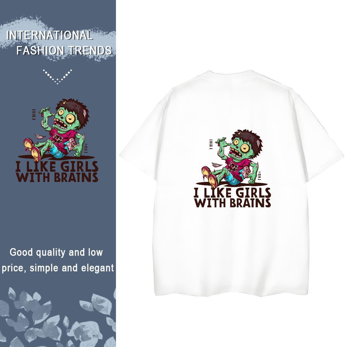 Casual New T Shirt For Woman 100% Cotton 230g Breathable Sports Casual skull Lady T shirt Loose DIY Printed Clothings