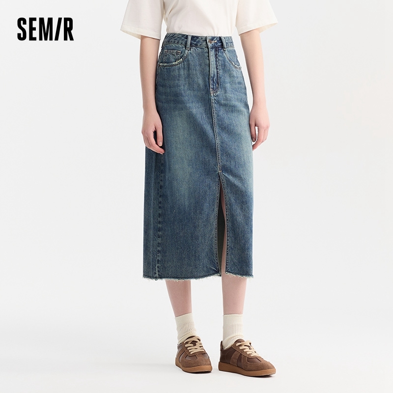 Semir Denim Skirt Summer 2024 New Arrival With High Slit And Straight-Cut Design Skirts For Women