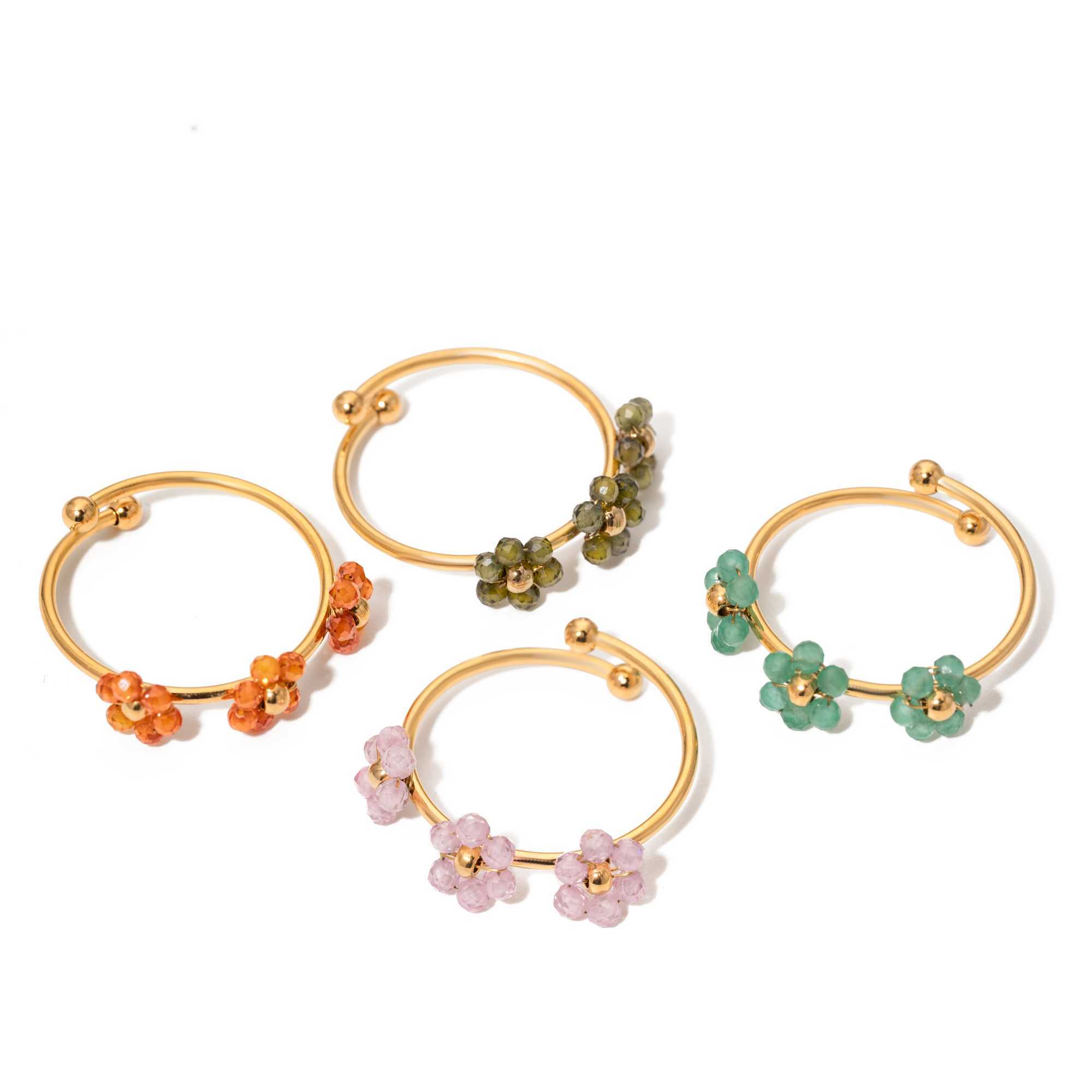 Cute Pink Zircon Wreath Womens Stainless Steel Jewelry Womens Summer Accessories Open Adjustable Couple Ring Gift Y241019