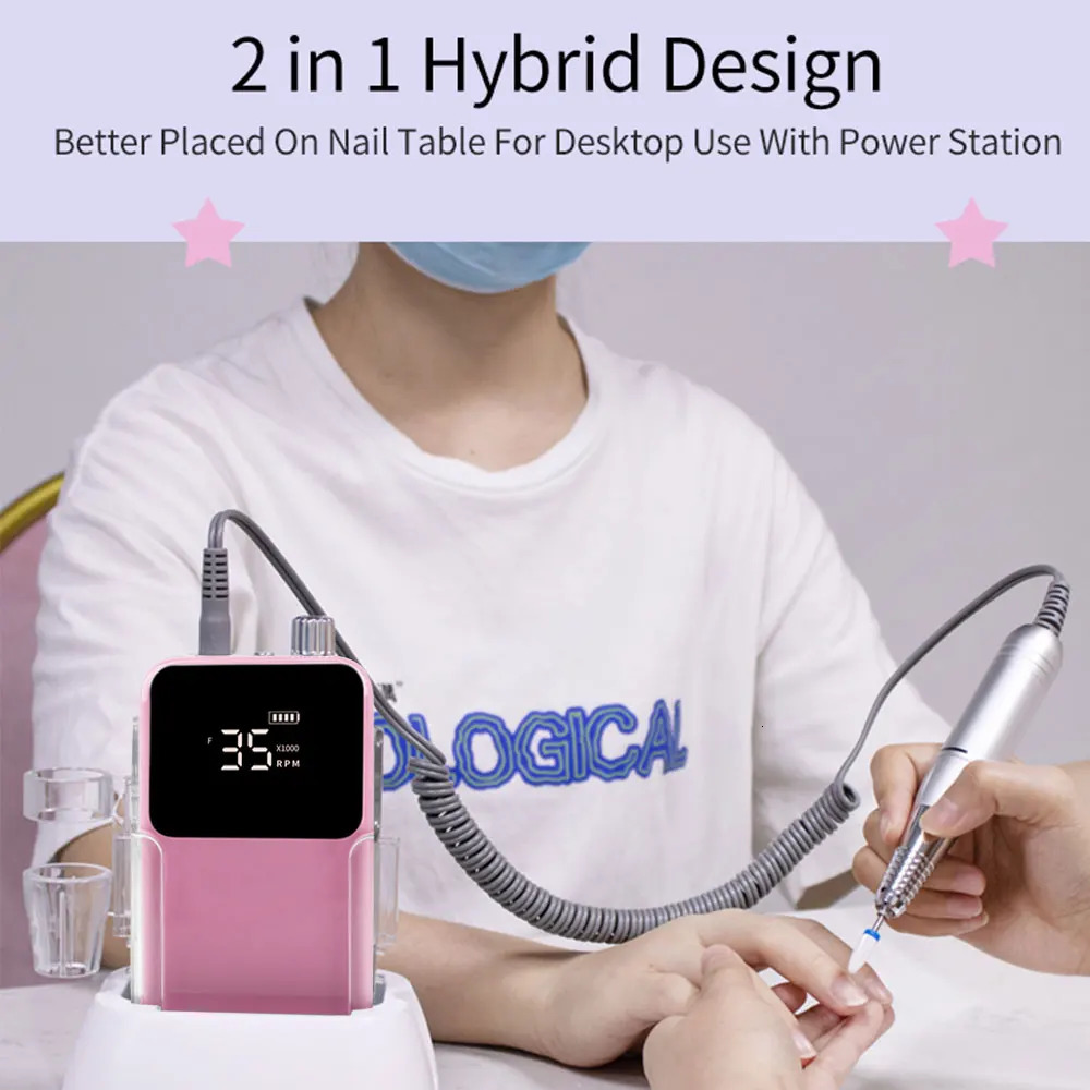 Professional electric nail drill 35000RPM rechargeable nail file nail accessories gel nail polish sander low noise 241007
