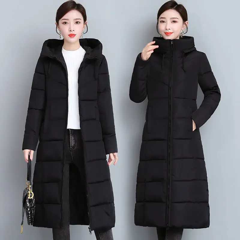 2024 Long Straight Winter Coat Women Casual Down Jackets Slim Remove Hooded Parka Oversize Fashion Outwear Plus Size 5XLX241019