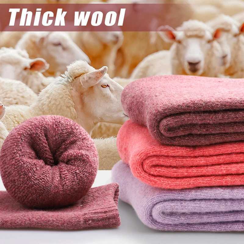 6 Pairs Wool Winter Socks Super Thicker Solid Sock Male Mens Socks Merino Plush Womens Soft Middle Tube Home Thermal SocksXJ241019
