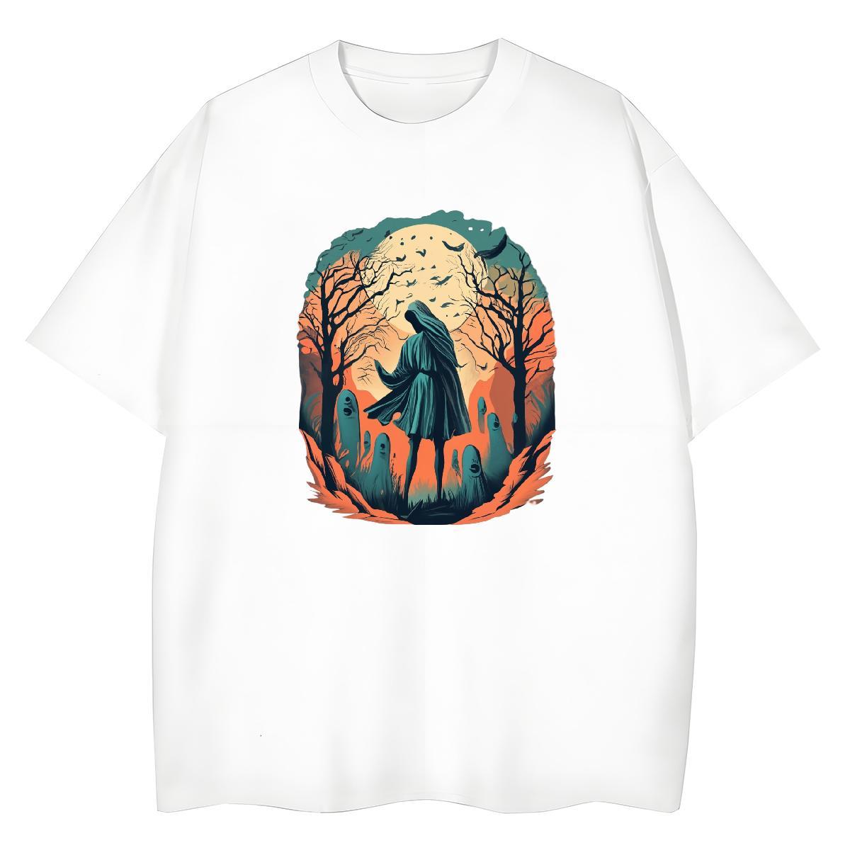 2024 T shirt 100% Cotton 230g Round Neck Short Sleeve Spring Summer skull Woman Tshirt High quality Black White Tees
