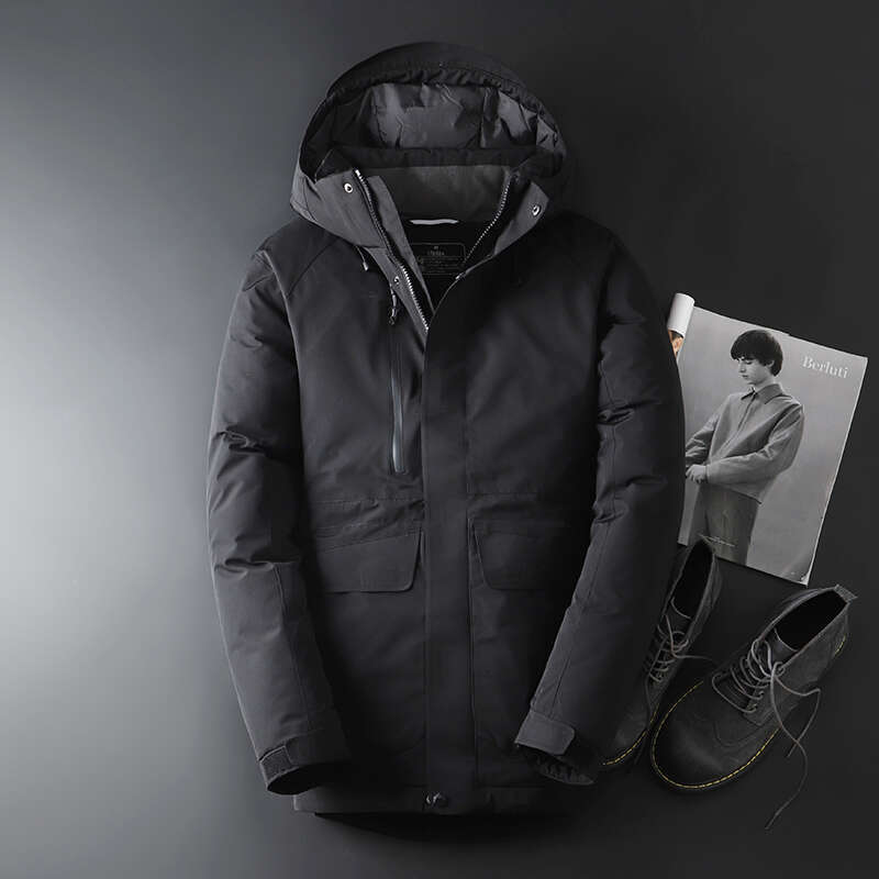 Men's Winter Thicken Thermal Windbreaker White Duck Down Jacket Grey Black Outdoors Overcoats For Male