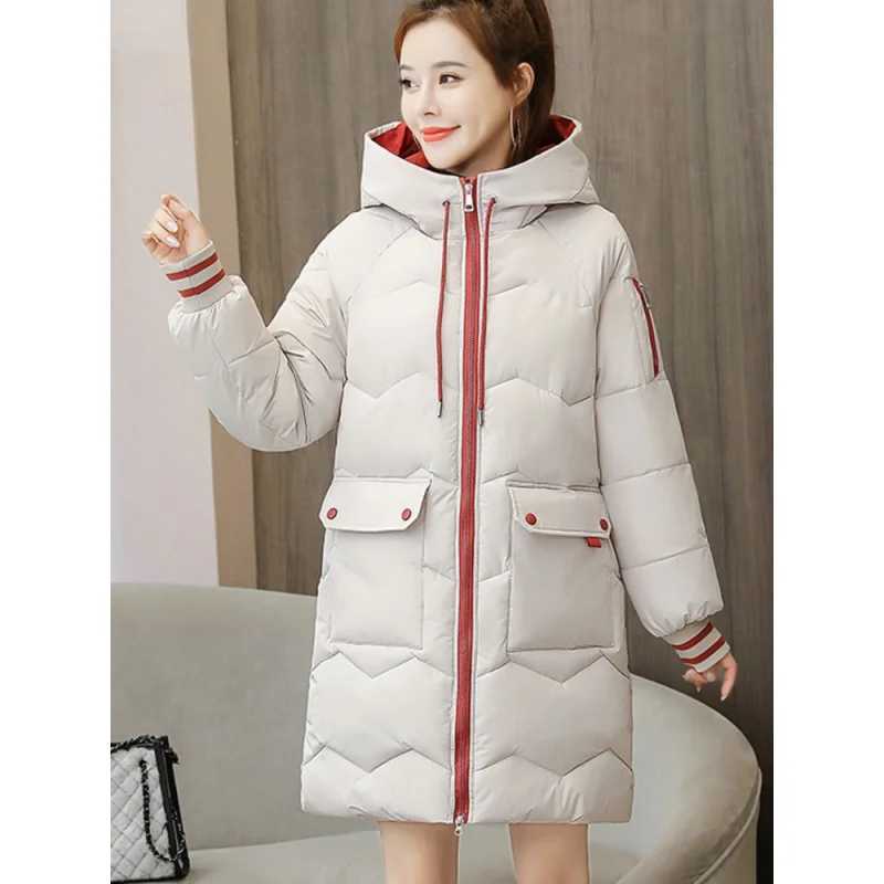 Custom Winter Women Jacket Coats Long Parkas Female Down Cotton Hooded Overcoat Thick Warm Jackets Windproof Casual Student CoatX241019