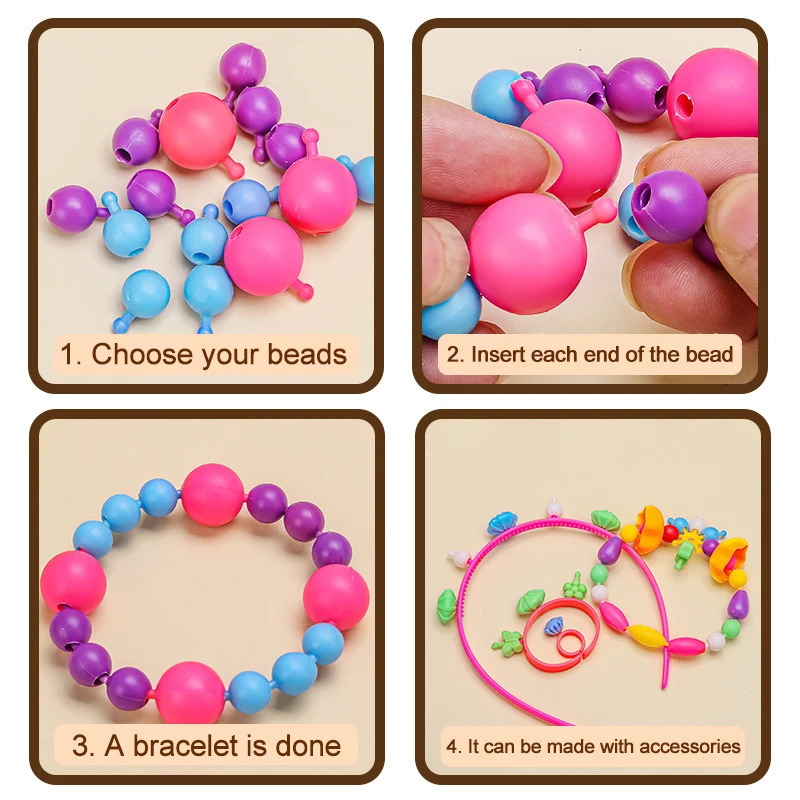 DIY childrens handmade bead educational toys replaceable cordless bead necklace bracelets girls wear bead material bags 241018