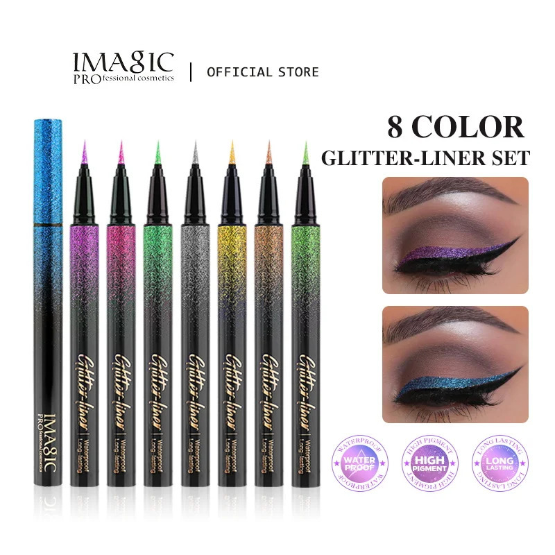 IMAGIC 8 color glitter eyeliner set durable eye makeup waterproof eyeliner high pigment EY-360 241018