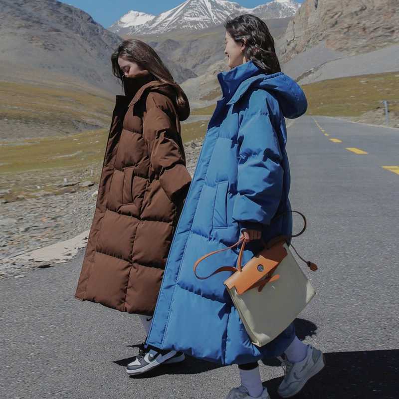 2023 Down Coats New Long-style Cotton Dress Korean Version Large Size Korean Fashion Jackets Winter Heat Parka FemininaX241019