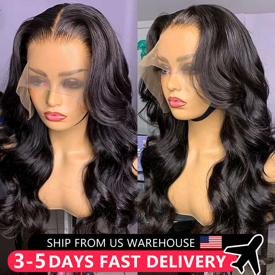 Body Wave Glueless Wig Human Hair Brazilian x HD Transparent Lace Front Pre Plucked Closure Wigs For Women s