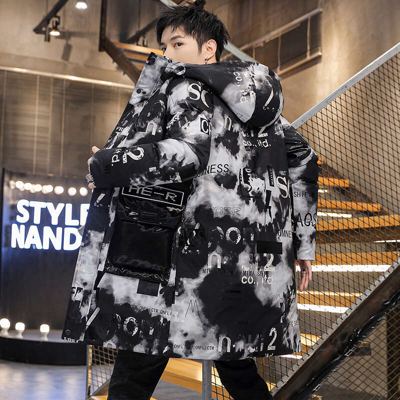 Top 2024 Winter Warm Windbreaker Parka Men's Detachable Fur Collar Cotton-Padded Jackets Streetwear Mid-Length Thick Hooded Coat