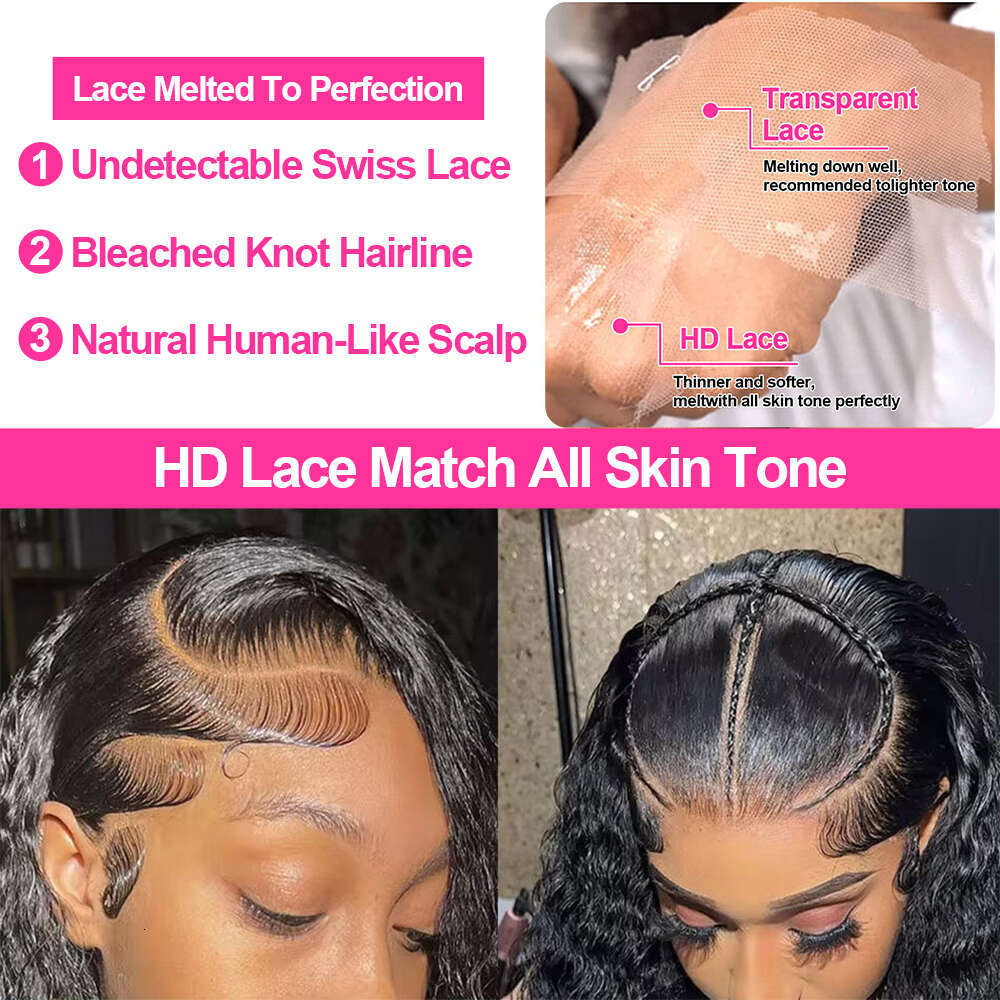 250% 40inch Curly 13x6 13x4 Frontal Wigs For Women Water Wave 360 HD Full Lace Wig PrePlucked 100% Human Hair CEXXY