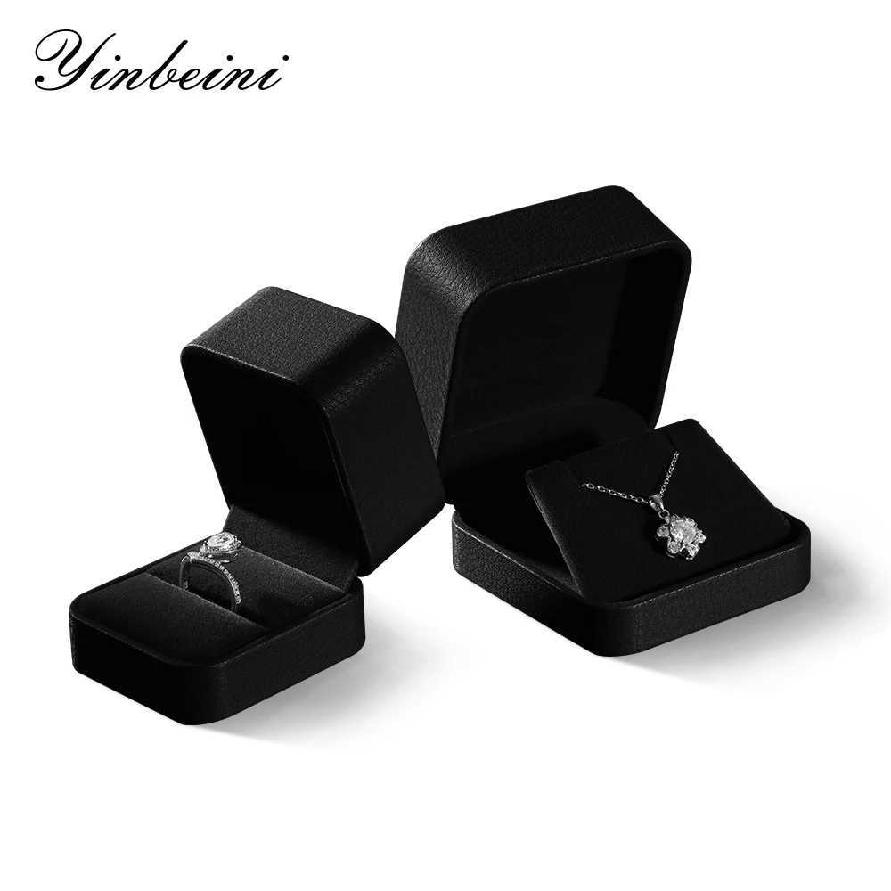 YinBeiNi Wedding Ring Box Bracelet Earring Storage Box PU Leather Jewelry Display Organizer Gift Recommendation Box H005 W241019