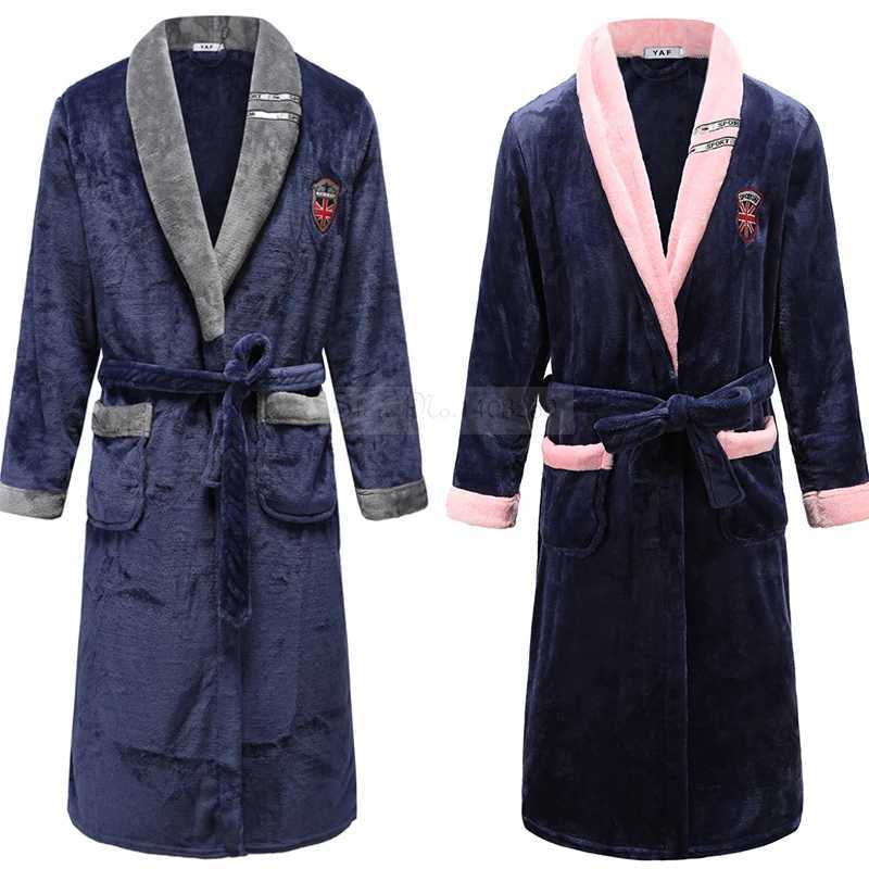 Warm Sleepwear Kimono Bathrobe Gown Thickened Plus Size Loose Coral Fleece Homewear New Winter Couple Flannel Robe LoungewearXJ241018