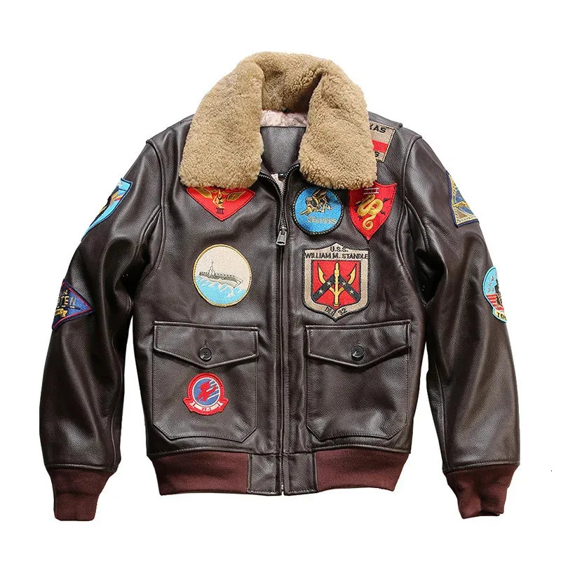 Men Pilot Genuine Leather Jacket Fashion 17 mark G1 pilot jacket Wool Collar Cowhide Winter Coats 241018
