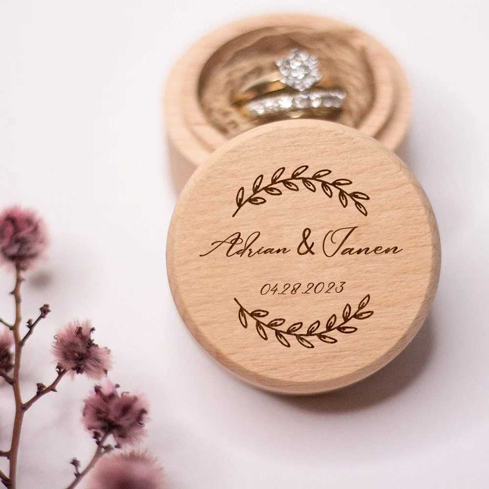 Personalized Wedding Ring Box Customized Wooden Ring Box Anniversary Gift Wedding Ring Keepsake Carving Ring Bearing Box W241019