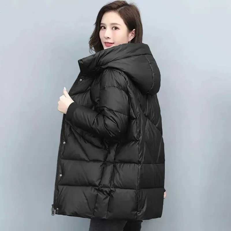 2023 Hooded Cotton Coat Womens Mid-Length Winter Jackets Elegant Mothers Parkas Padded Jacket Thick Down Padded Jacket VintageX241019