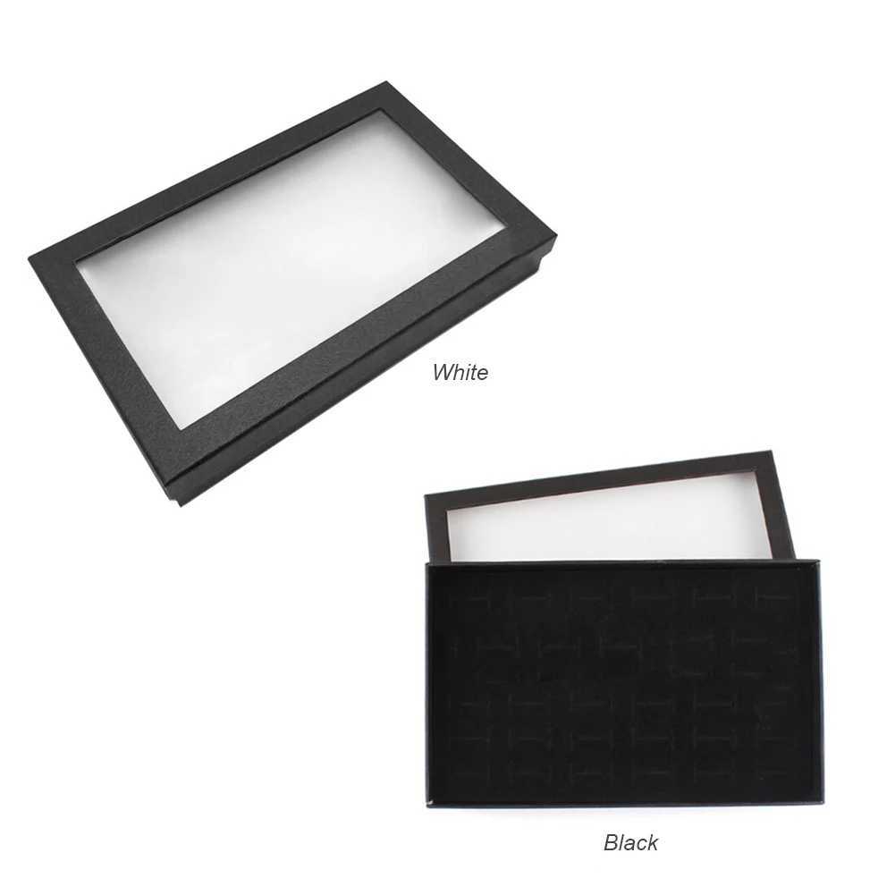 Portable Fashion Transparent 36 Slot Ring Display Stand Metal Earrings Bijoux Storage Box Jewelry Display Cabinet W241019