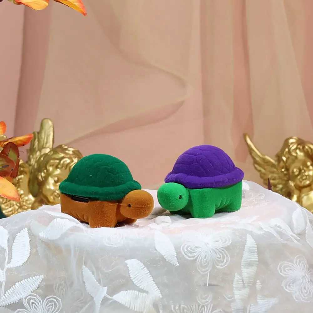 Cute Romantic Turtle Biscuit Gift Cartoon Animal Velvet Ring Box Gift Box Storage Box Jewelry Display W241019
