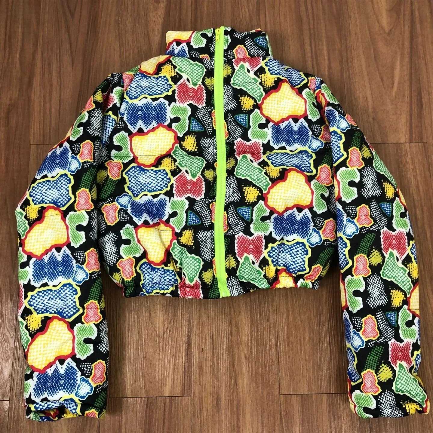 Women's Down Parkas ANJAMANOR Fashion Printed Bubble Jacket 2020 Winter Clothing Womens Parkas Zipper Cut Inflatable Jacket Clothing D30-EI40 Y24