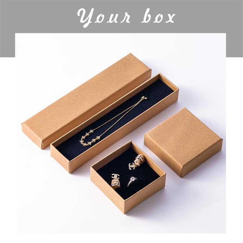 1 piece of kraft paper jewelry box bracelet necklace ring earring box handle wedding gift packaging box jewelry accessories W241019