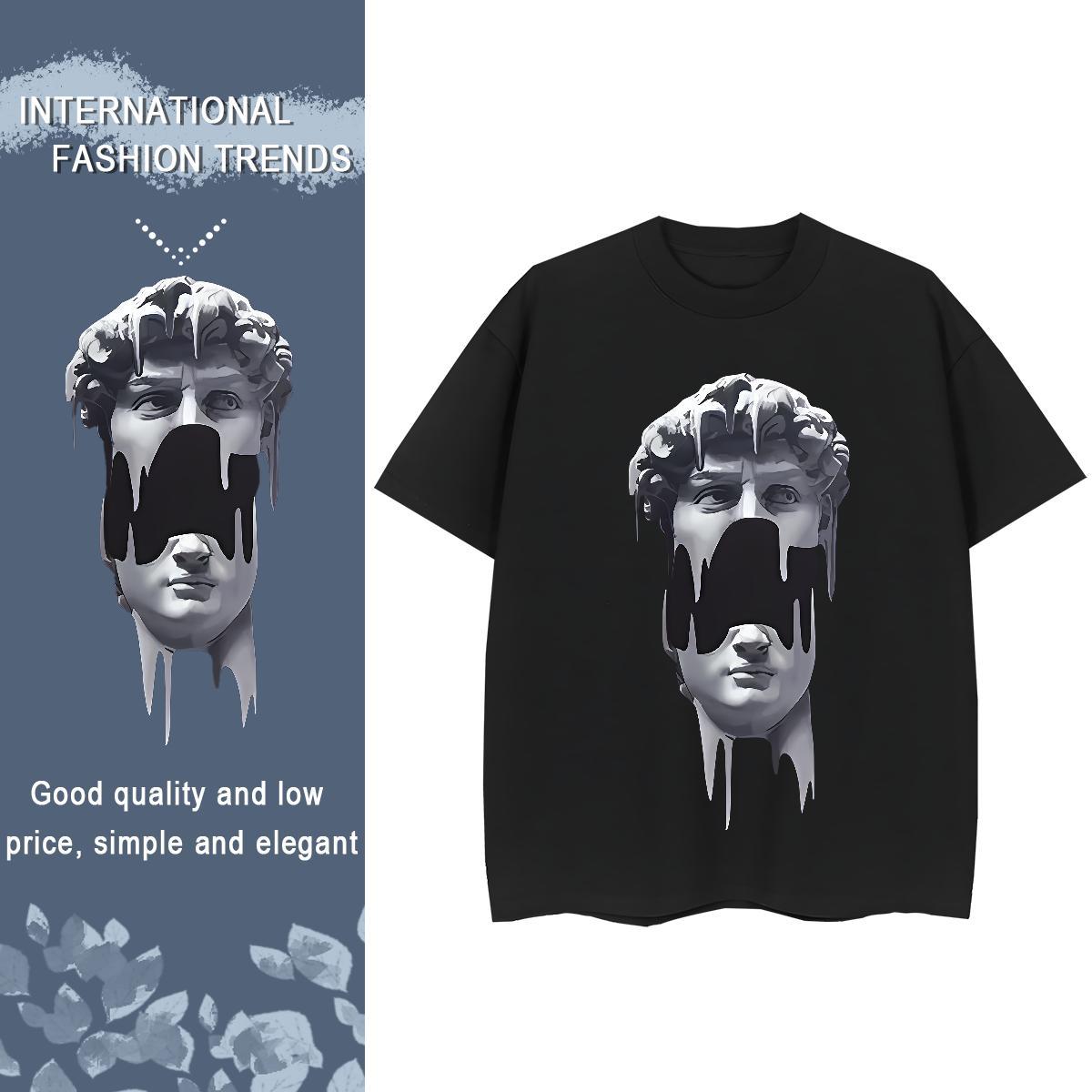 DIY T Shirts Women 230g 100% Cotton Short sleeve Soft Summer Casual portrait Couples T Shirts Unisex Black White Wear