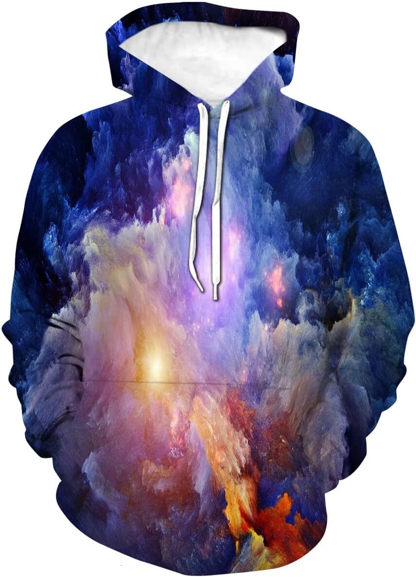 Hoodie for Mens Womens Unisex Psychedelic Multicolored Starry Sky Galaxy Sweatshirt Hoodie Graphic Hoodies sweatshirt Pullover Long Sleeve breathable