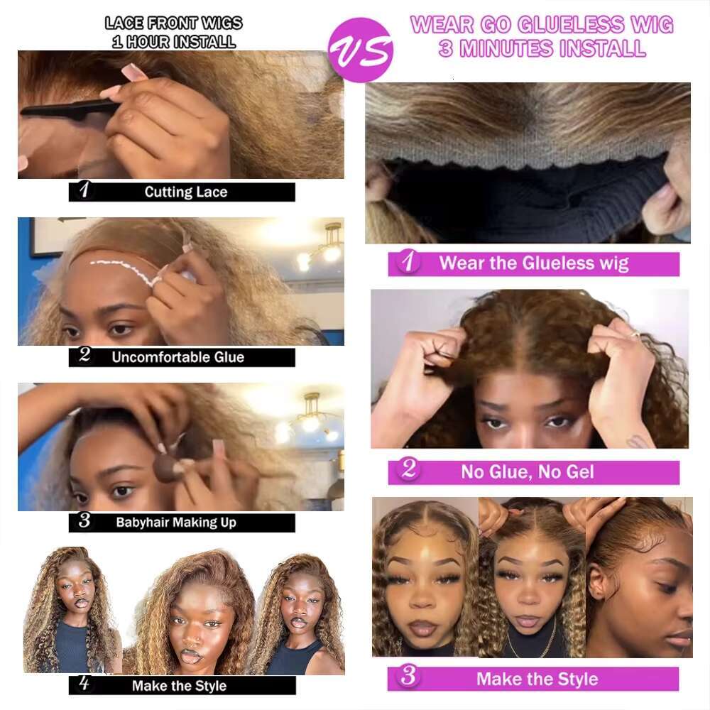 Highlight Ombre Inch Lace Front Wig Curly Human Hair Wigs Honey Blonde Colored HD Deep Wave Frontal For Black Women s al