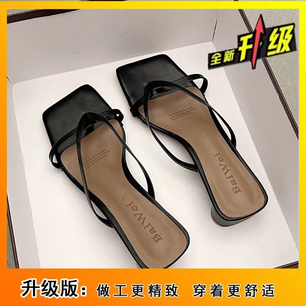For Women Slippers Wearing Fashion On The Outside New Summer Half Slipper Roman Sandals Fairy Style Medium Thick Heel Ddmysaturn