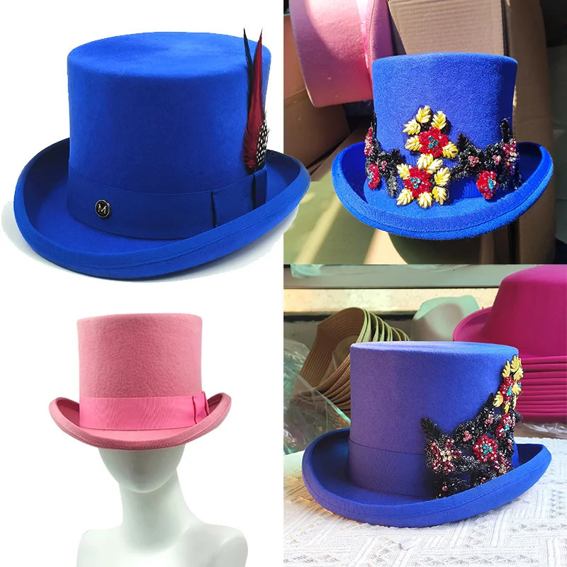 Special High Hat Magician High Hat Performance British Black Jazz Top Hat Men and Women Mens Flat Felt Hat 241018