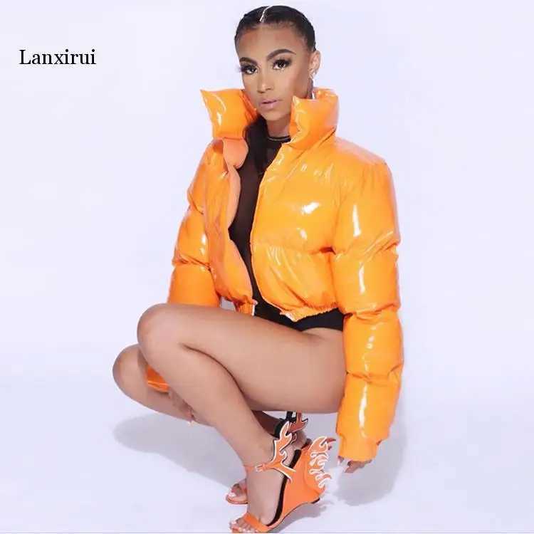 Women's Down Parkas Cropped Puffer Jacket Bubble Coat Winter Parka Womens New Fashion Clothing Black and Red Y2410191EM6