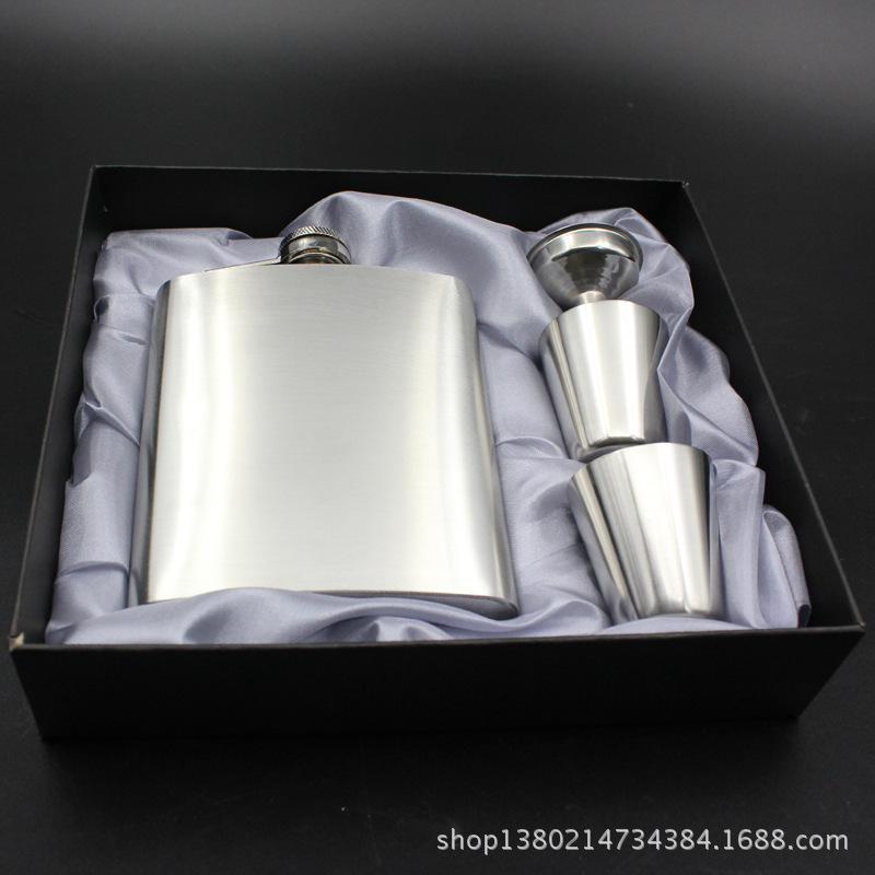 Portable stainless steel wine pot 7-ounce small wine pot high-end set with wine glass funnel customizable wine bottle gift box